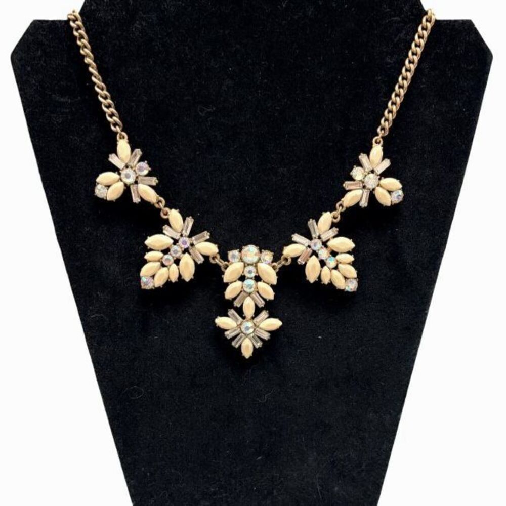 J.Crew Pastel Ivory/Cream Aurora Borealis Crystal Starburst Statement Necklace